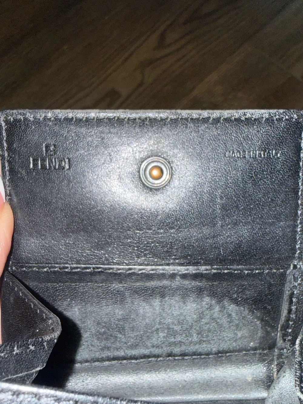 Vintage Fendi Zucca FF Monogram Coin Purse Wallet Black Canvas Leather Luxury
